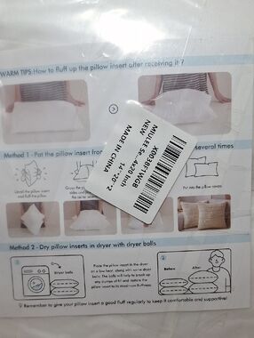 Pillow Inserts Pack of 2 New in Package, 20” x 14” Pillows